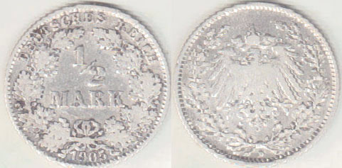 1905 D Germany silver 1/2 Mark A000638